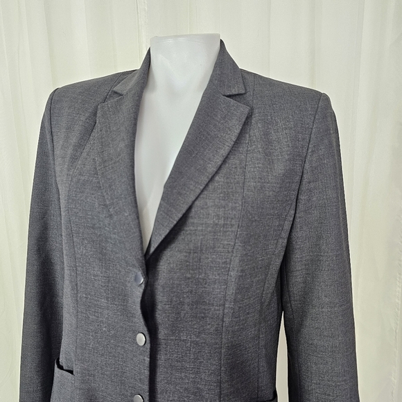 Elie Tahari snap button two-tone gray wool blazer size 8 - Picture 2 of 14